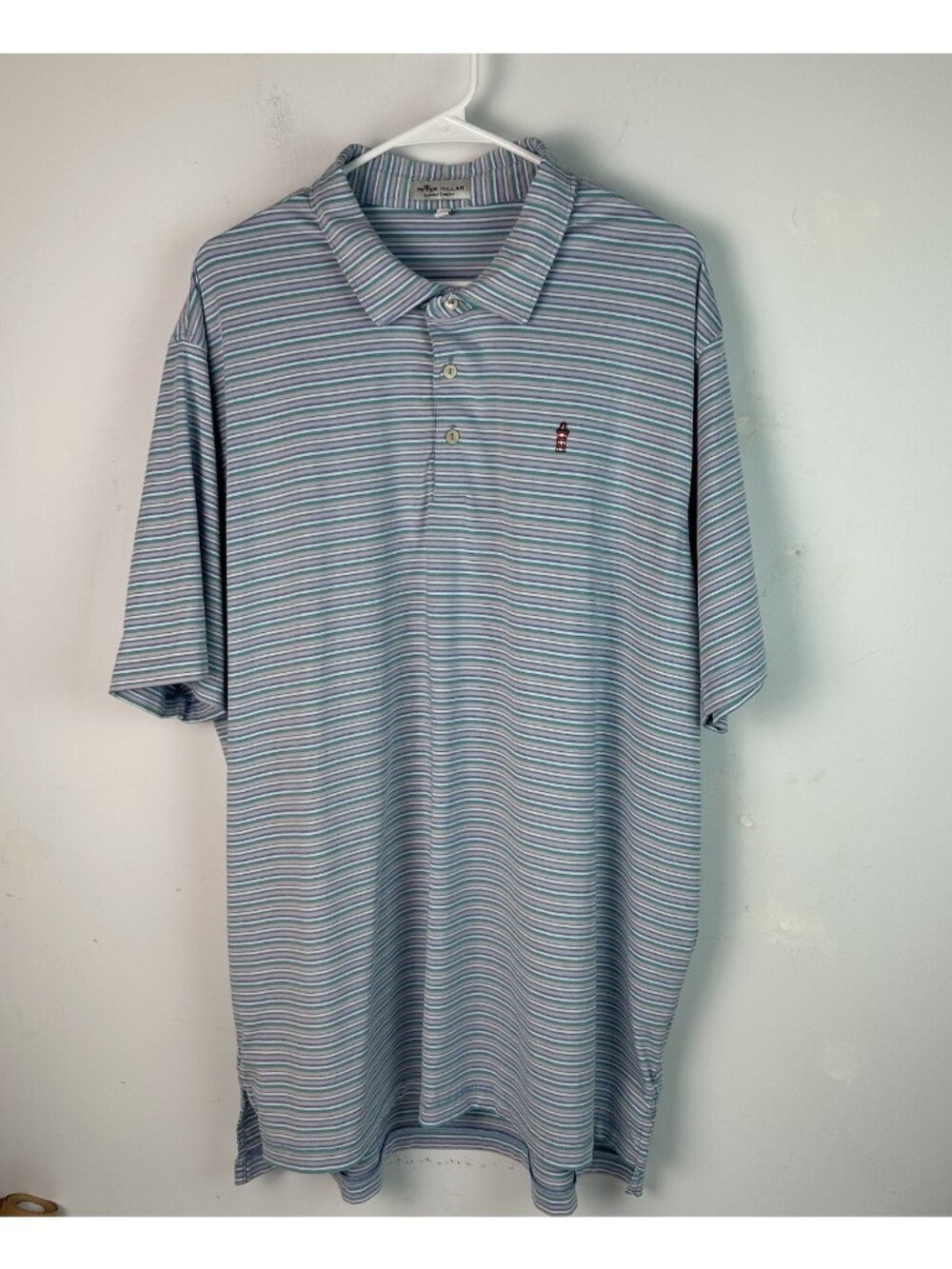 Peter Millar Summer Comfort Harbour Town Golf Links Polo Shirt XXL Purple Stripe
